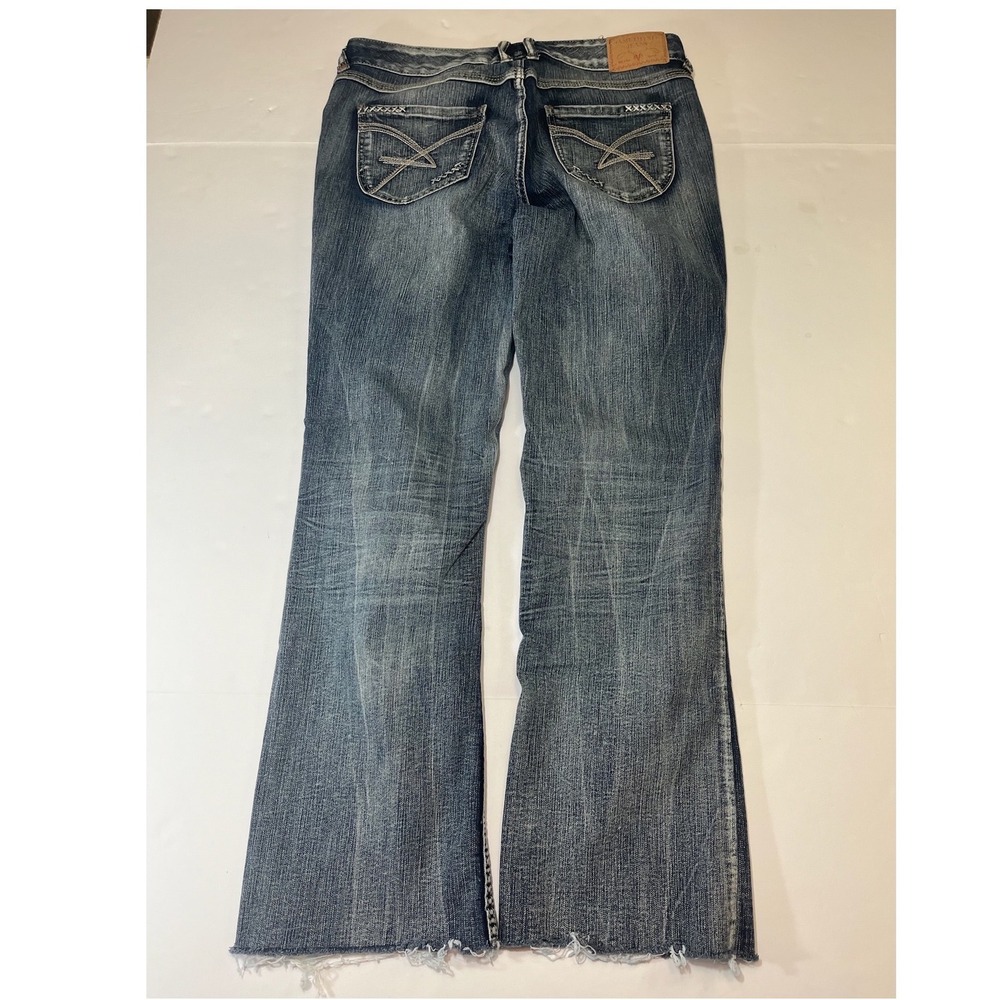 Amethyst Distressed Flare Jeans Womens 9/10 Blue Raw‎ Hem Ripped Y2K Boho